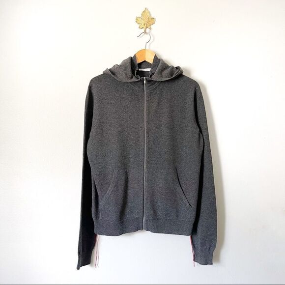 Helmut Lang Gray Full Zip Hooded cardigan 100% Cashmere preowned size Medium - Picture 1 of 7